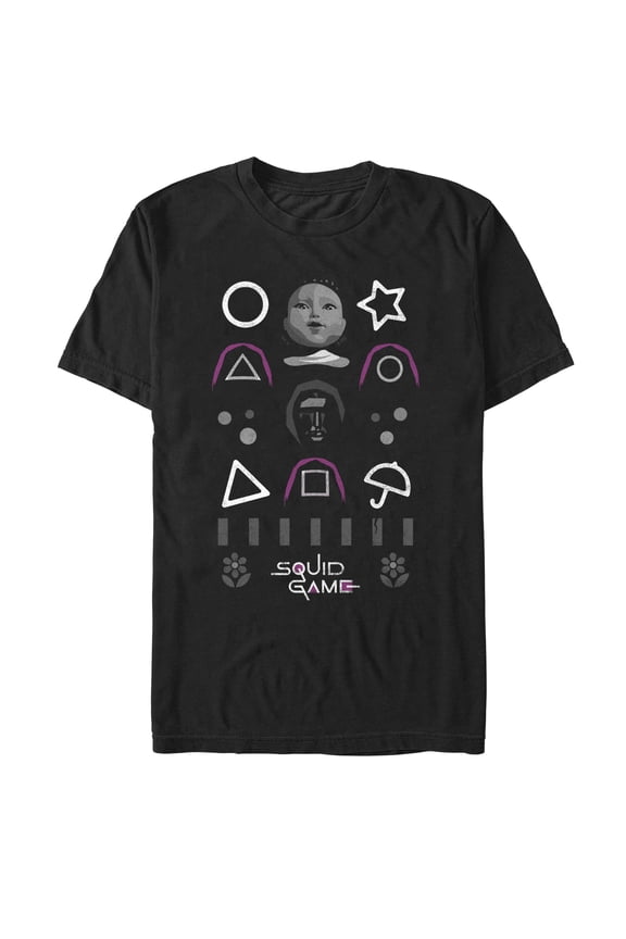 Men's Squid Game Game Icons Graphic Tee Black 2X Large