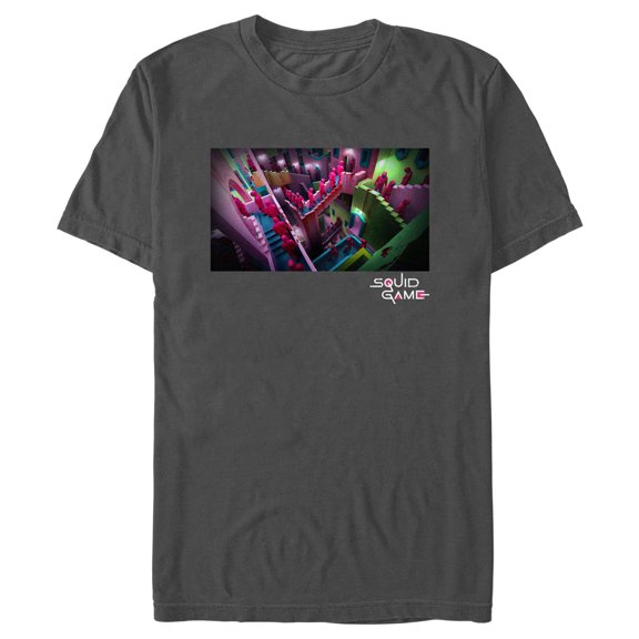 Men's Squid Game Guards on Staircase Graphic Tee Charcoal Large