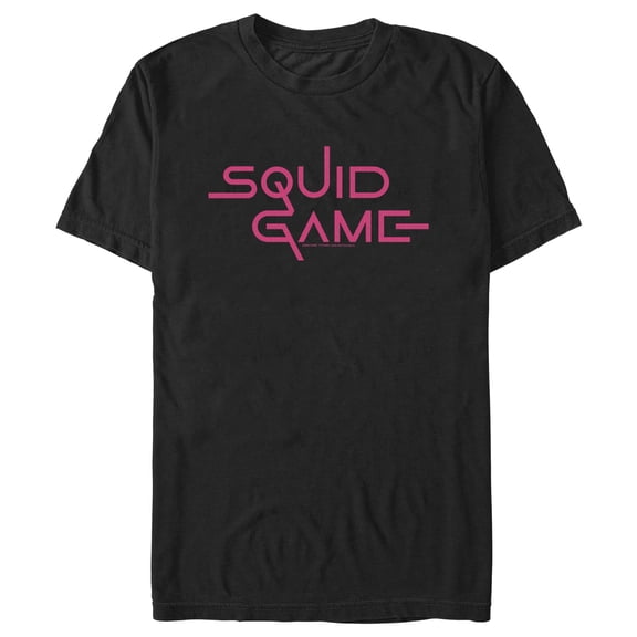 Men's Squid Game Logo Pink Graphic Tee Black 3X Large