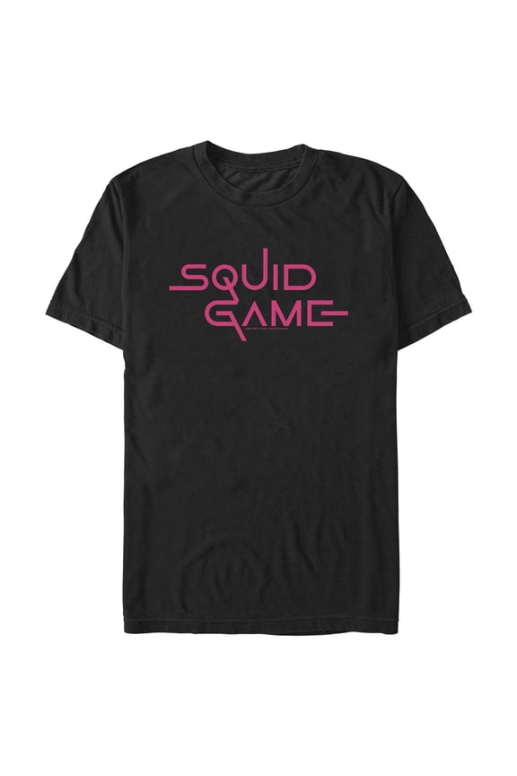 Men's Squid Game Logo Pink Graphic Tee Black Small