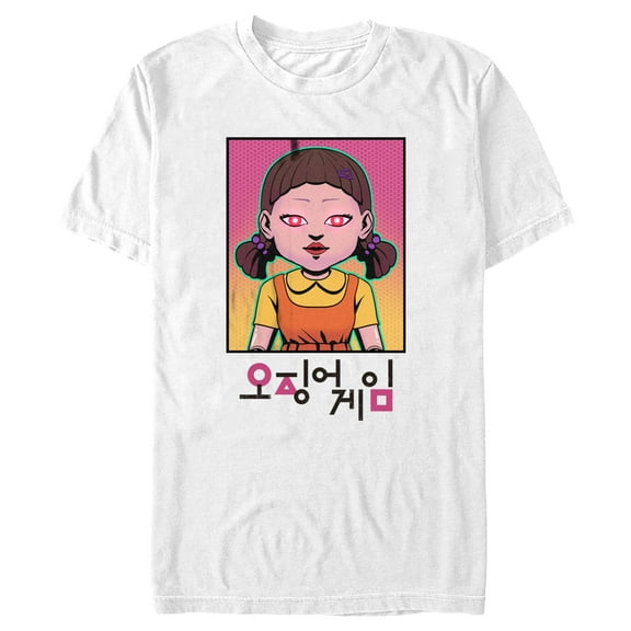 Men's Squid Game Neon Doll Graphic Tee White 3X Large