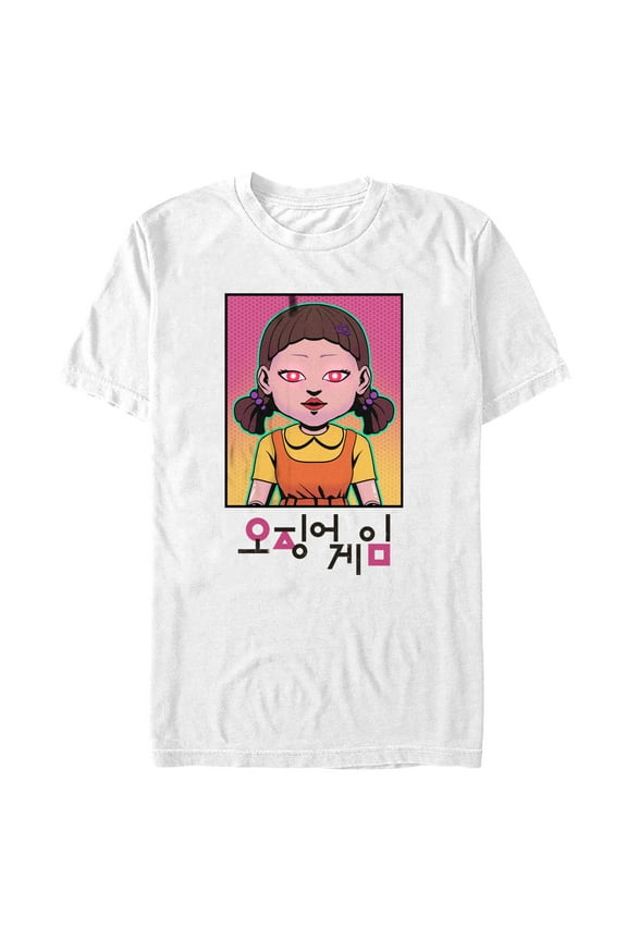 Men's Squid Game Neon Doll Graphic Tee White Medium