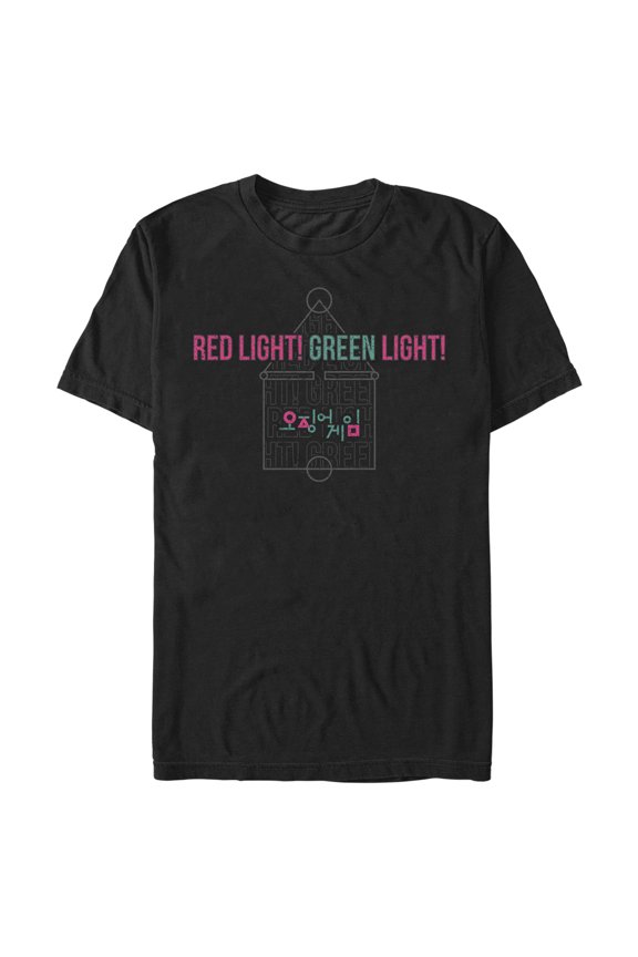 Men's Squid Game Red Light Green Light Graphic Tee Black Large