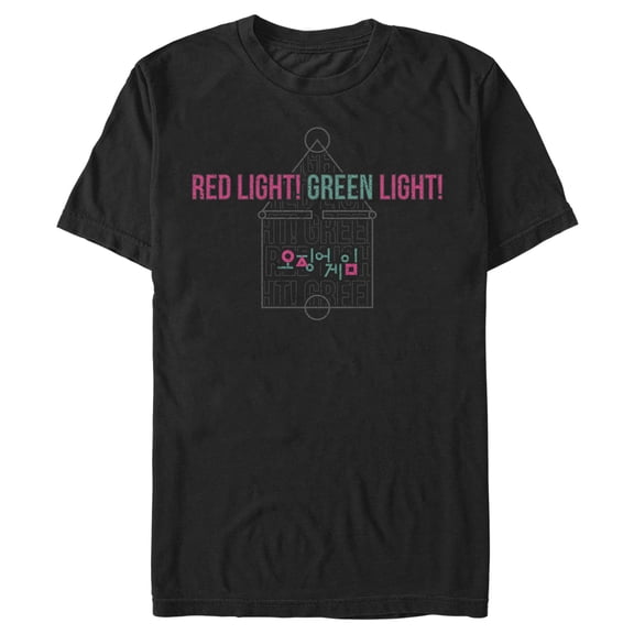 Men's Squid Game Red Light Green Light Graphic Tee Black Large