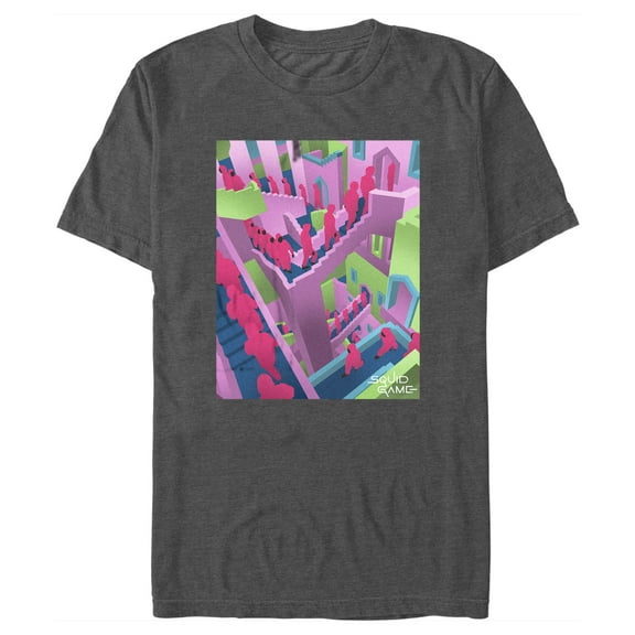 Men's Squid Game Stairs Graphic Tee Charcoal Heather Medium