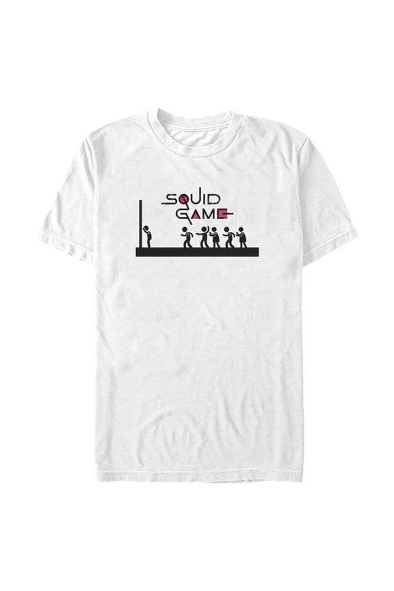 Men's Squid Game Stick Figure Red Light Green Light Graphic Tee White X Large