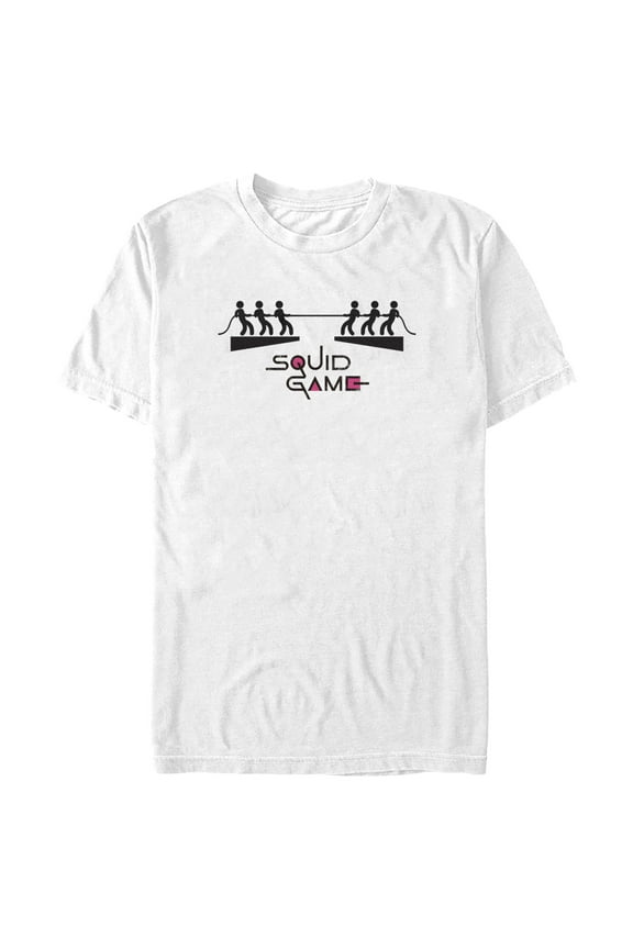 Men's Squid Game Stick Figure Tug of War Graphic Tee White Large