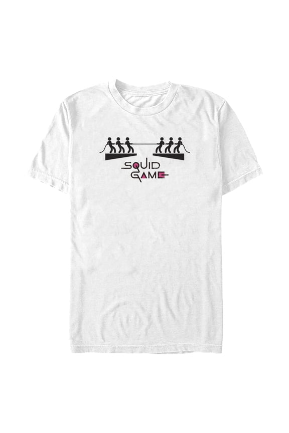 Men's Squid Game Stick Figure Tug of War Graphic Tee White Small