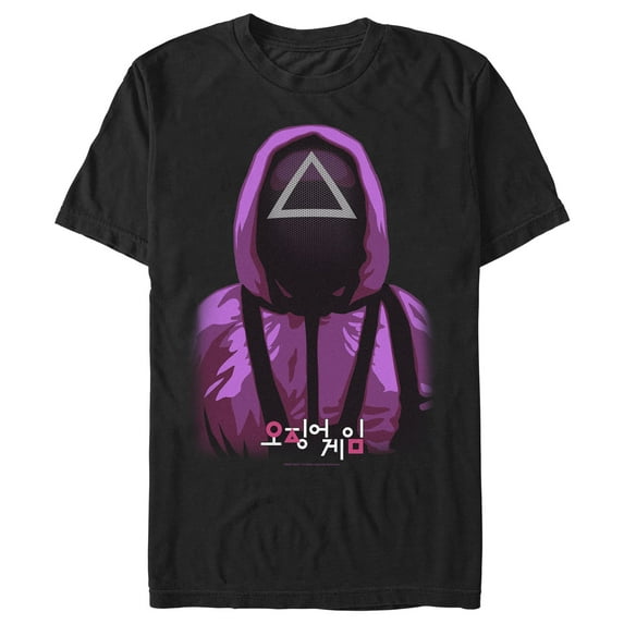 Men's Squid Game Triangle Mask Soldier Graphic Tee Black 3X Large