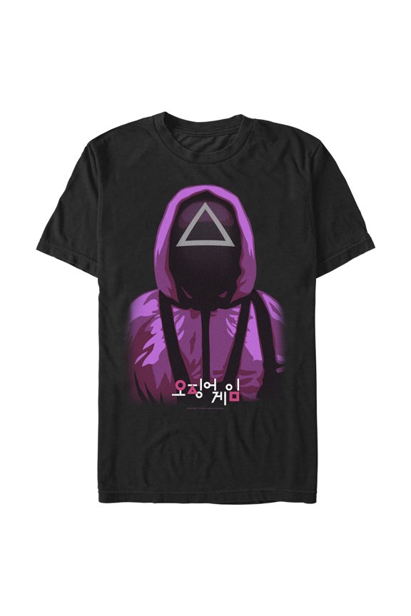 Men's Squid Game Triangle Mask Soldier Graphic Tee Black Medium