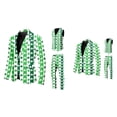 thumbnail image 1 of Men's St. Patrick's Day 3-Piece Suit Set with Green Clover Print, Button Closure, Classic Tailored Fit for Formal Events, 1 of 7