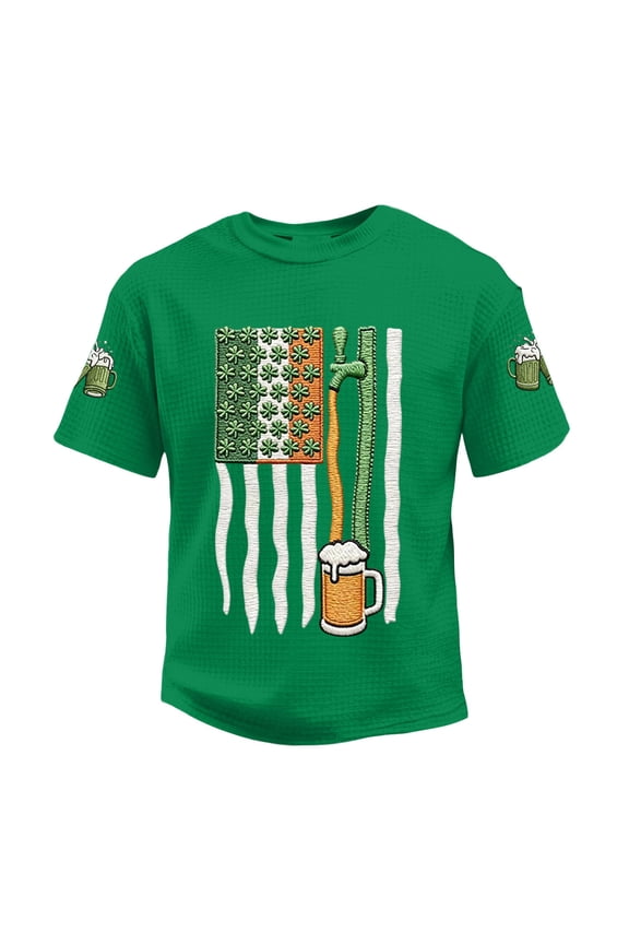 Men's St. Patrick's Day Beer Flag Graphic Crew Neck T-Shirt Short Sleeve