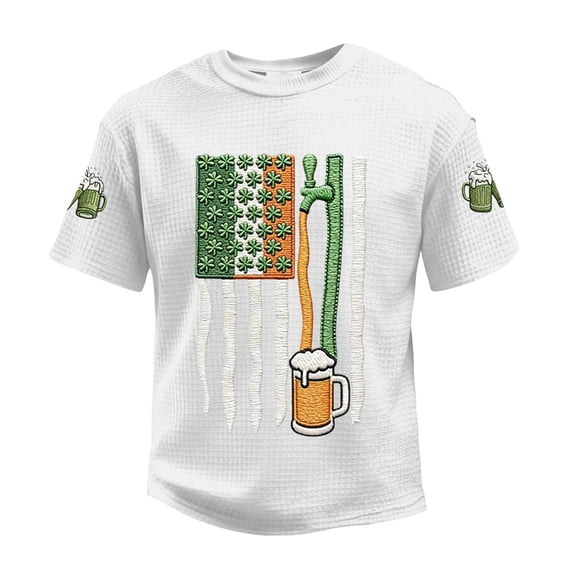 Men's St. Patrick's Day Beer Flag Graphic Crew Neck T-Shirt Short Sleeve