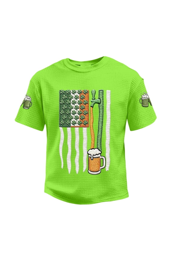 Men's St. Patrick's Day Beer Flag Graphic Crew Neck T-Shirt Short Sleeve