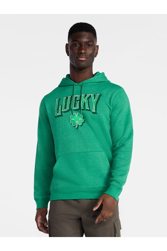 Saint Patrick's Day Men's Dublin Lucky Graphic Fleece Hoodie from Way to Celebrate, Sizes S-3XL