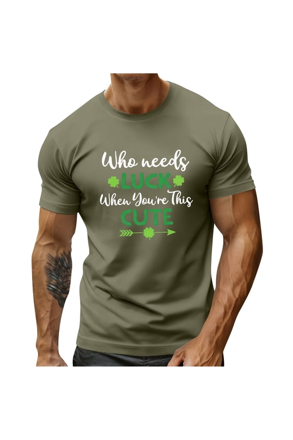 Men's St. Patrick's Day Funny Graphic T-Shirt Short Sleeve Crew Neck Casual Top