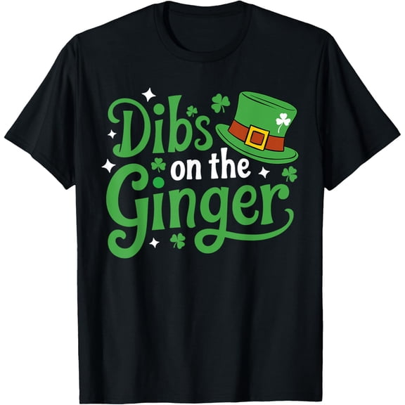 Men’s St Patrick’s Day Graphic T-Shirt – “Dibs On The Redhead” Funny Irish Short Sleeve Tee