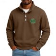 thumbnail image 1 of Men's St. Patrick's Day Henley Sweatshirt Lucky Shamrock Print Long Sleeve Pullover, 1 of 3