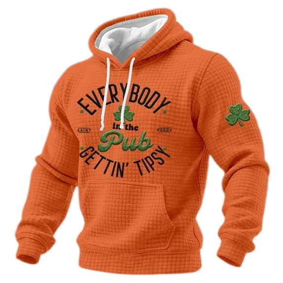 Men's St. Patrick's Day Hoodie Shamrock Print Pullover Long Sleeve Sweatshirt
