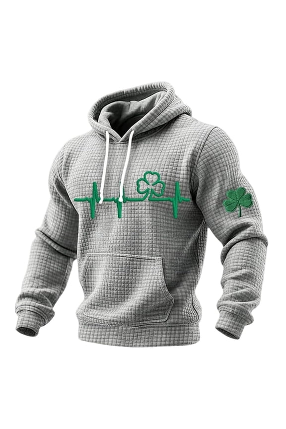 Men's St. Patrick's Day Hoodies Clover Long Sleeve Pullover Irish Shamrock Hoodie Holiday Outfit