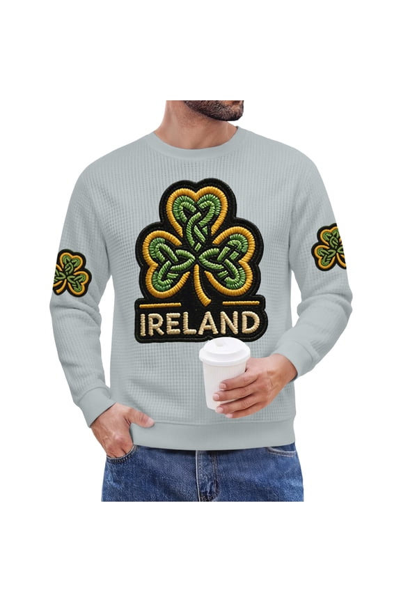 Men's St. Patrick's Day Ireland Shamrock Sweatshirt Long Sleeve Casual Pullover
