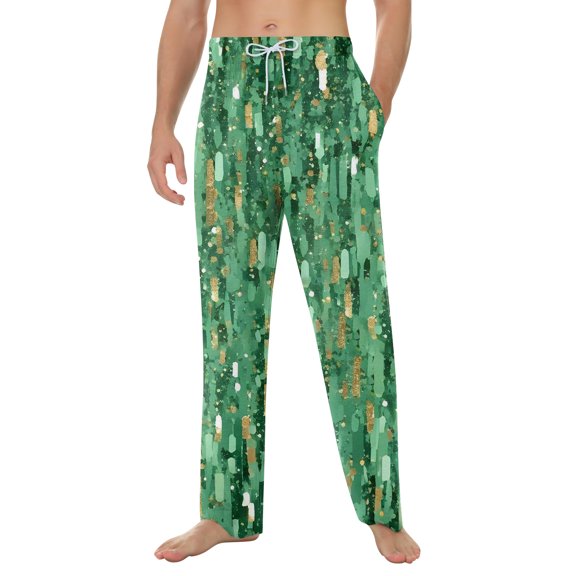 Men’s St. Patrick's Day Pajama Pants Drawstring Waist Pajama Bottoms with Shamrock Print Relaxed Fit Loungewear Trousers Mint Green XXL