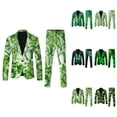 thumbnail image 1 of Men's St. Patrick's Day Printed Lapel Button Suit with Pants, Jacket & Tie - Shamrock Green Party, 1 of 5