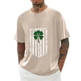 thumbnail image 1 of Men's St. Patrick's Day Shamrock American Flag Graphic Short Sleeve Crew Neck T-Shirt, 1 of 4