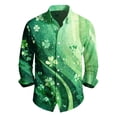 thumbnail image 1 of Men's St. Patrick's Day Shamrock Button Up Shirt Long Sleeve Casual Top, 1 of 3