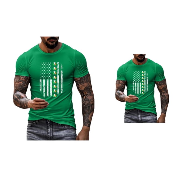 Men's St. Patrick's Day Shamrock Graphic T-Shirt, Comfortable Crewneck Tee for Casual Wear and Festive Celebrations