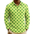 thumbnail image 1 of Men's St. Patrick's Day Shamrock Henley Long Sleeve Pullover Casual Top Shirt, 1 of 6
