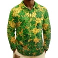 thumbnail image 1 of Men's St. Patrick's Day Shamrock Henley Long Sleeve Pullover Casual Top Shirt, 1 of 6