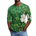 thumbnail image 1 of Men's St. Patrick's Day Shamrock Henley Shirt 3/4 Sleeve Casual Clover Print Top, 1 of 4