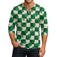 thumbnail image 1 of Men's St. Patrick's Day Shamrock Henley Shirt 3/4 Sleeve Clover Print Top, 1 of 7