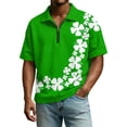 thumbnail image 1 of Men's St. Patrick's Day Shamrock Polo Shirt Short Sleeve Half Zip Casual Top, 1 of 9