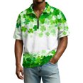 thumbnail image 1 of Men's St. Patrick's Day Shamrock Polo Shirt Short Sleeve Half Zip Casual Top, 1 of 9