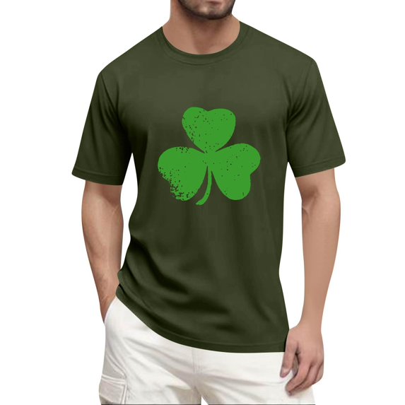 Men's St. Patrick's Day Shamrock T Shirt Short Sleeve Casual Clover Graphic Tee