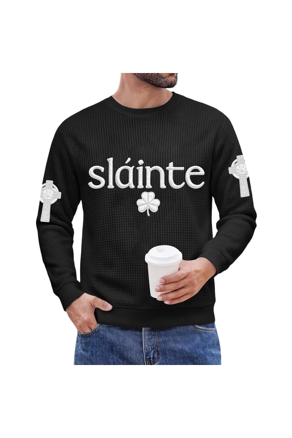 Men's St. Patrick's Day Sláinte Celtic Cross Crew Neck Sweatshirt Long Sleeve Pullover