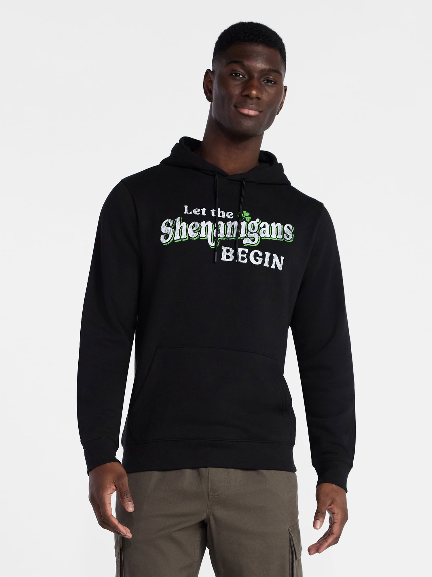 Saint Patrick's Day Men's Shenanigans Graphic Fleece Hoodie from Way to Celebrate, Sizes S-3XL
