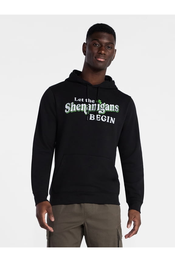 Saint Patrick's Day Men's Shenanigans Graphic Fleece Hoodie from Way to Celebrate, Sizes S-3XL