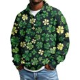 thumbnail image 1 of Men's St. Patrick's Day Waffle Knit Pullover Long Sleeve Collared Graphic Shirt, 1 of 3