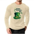 thumbnail image 1 of Men's St. Patrick's Day Waffle Shirts Long Sleeve Crewneck Pullover Slim Fit Muscle T-Shirt, 1 of 4