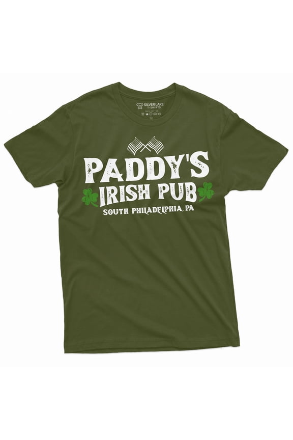Men's St. Patrick's day T-shirt Paddy's Irish pub Saint Patricks shirt Clover shamrock Lucky Tee (X-Large Military Green)