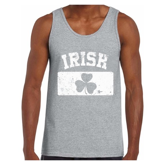 Men's St. Patricks Day IRISH Clover Vintage Flag Graphic Tank Tops