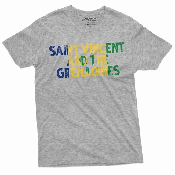 Men's St. Vincent and the Grenadines T-shirt Saint Vincent and the Grenadines flag embleb tee (X-Large Grey)