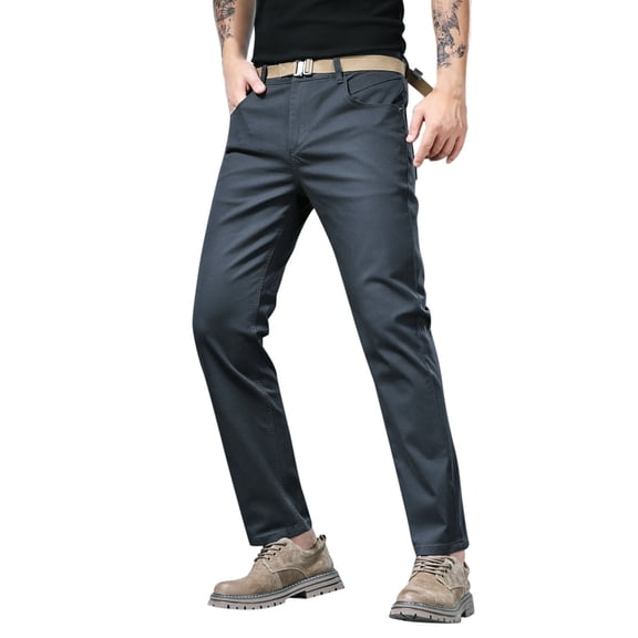 Men's Stacked Jeans Skinny Fit Stretch Jeans Patched Side Striped Straight Leg Denim Male Pants