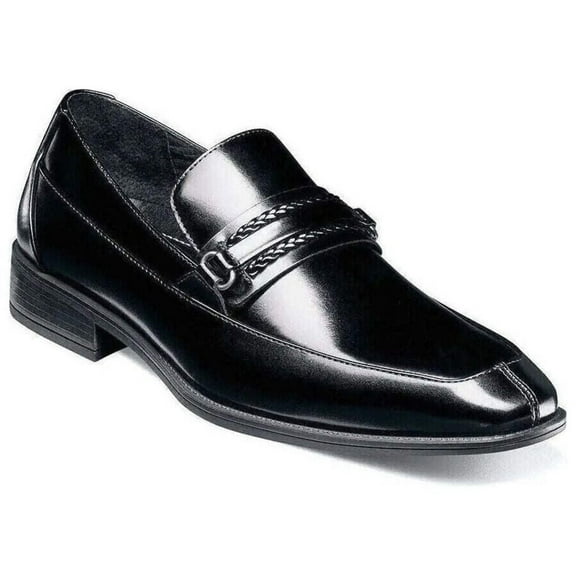 Men's Stacy Adams Aberdeen Moc Toe Saddle Slip On Dressy Shoes Black 20203-001