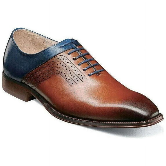Men's Stacy Adams Halloway Plain Toe Oxford Shoes Leather Cognac Multi 25585-229