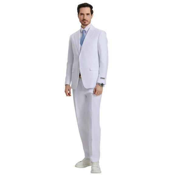 Men's Stacy Adams Hybrid-Fit 3pc Notch Lapel Suit Set, Jacket Vest and Pants