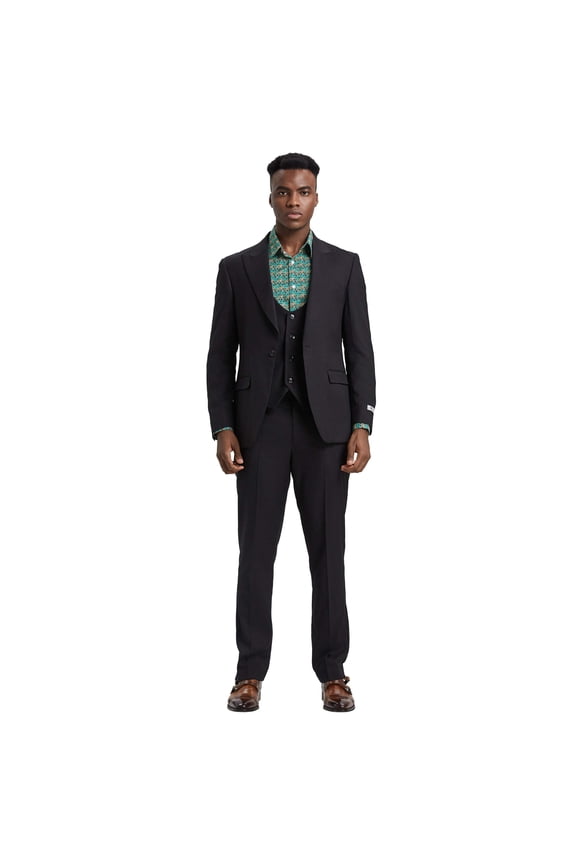 Men's Stacy Adams Hybrid-Fit 3pc Suit Set, Jacket Vest and Pants